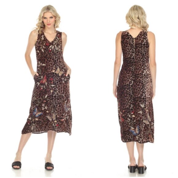 💕JOHNNY WAS💕 Penelope Maxi Tank Dress ~ Floral Butteryfly Embroidered XXS NWOT - Picture 8 of 16